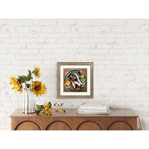 Greyhound Papercut Art: 12x12 Brindle Dog Pet Portrait Digital Print, Whippet - Picture 7 of 7